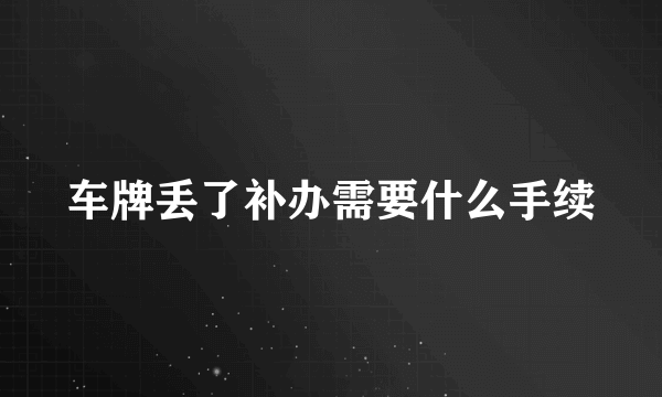 车牌丢了补办需要什么手续