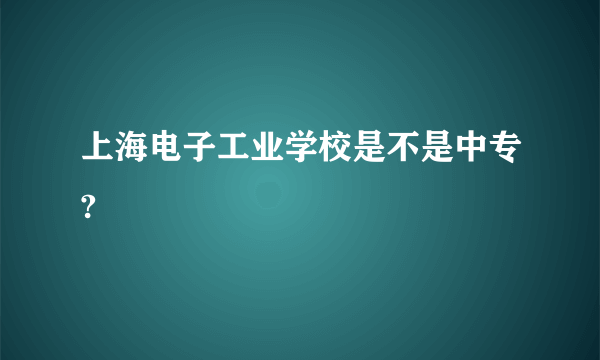 上海电子工业学校是不是中专?