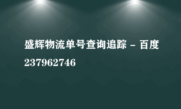 盛辉物流单号查询追踪 - 百度237962746