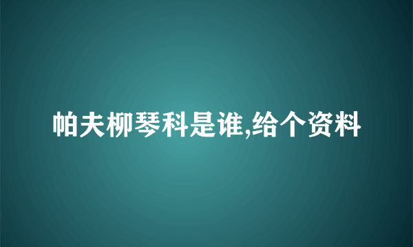 帕夫柳琴科是谁,给个资料