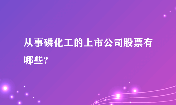 从事磷化工的上市公司股票有哪些?