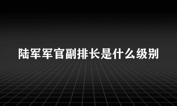 陆军军官副排长是什么级别