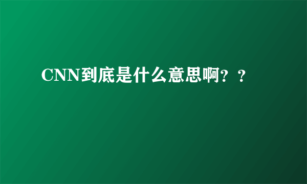 CNN到底是什么意思啊？？