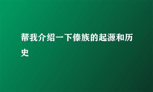 帮我介绍一下傣族的起源和历史