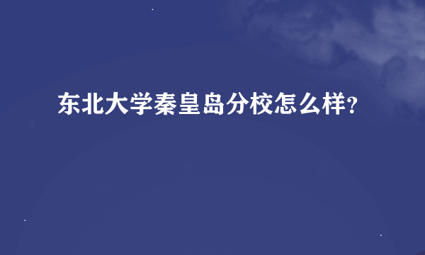 东北大学秦皇岛分校怎么样？