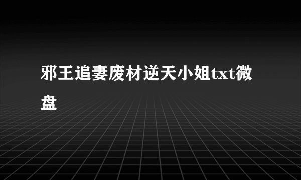 邪王追妻废材逆天小姐txt微盘