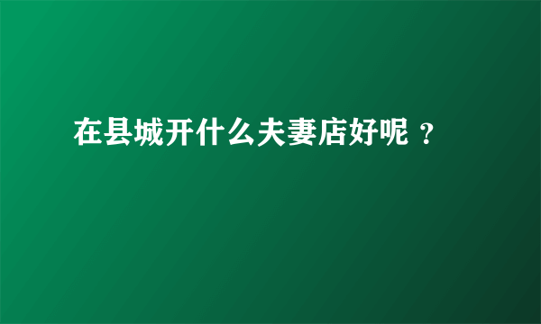 在县城开什么夫妻店好呢 ？