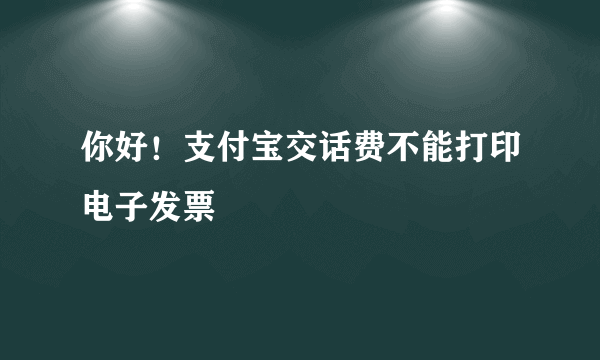 你好！支付宝交话费不能打印电子发票