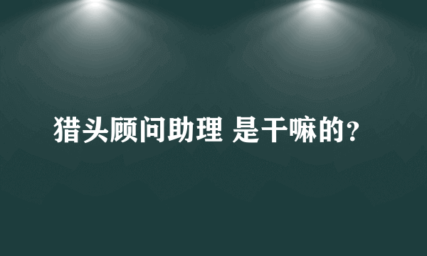 猎头顾问助理 是干嘛的？