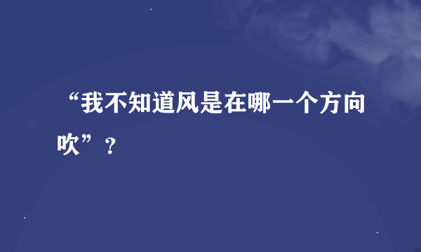 “我不知道风是在哪一个方向吹”？