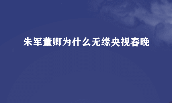 朱军董卿为什么无缘央视春晚