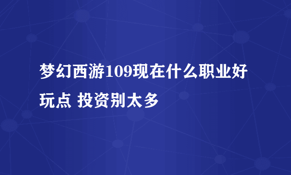 梦幻西游109现在什么职业好玩点 投资别太多