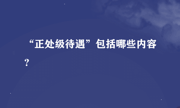 “正处级待遇”包括哪些内容？