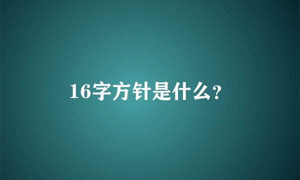 16字方针是什么？