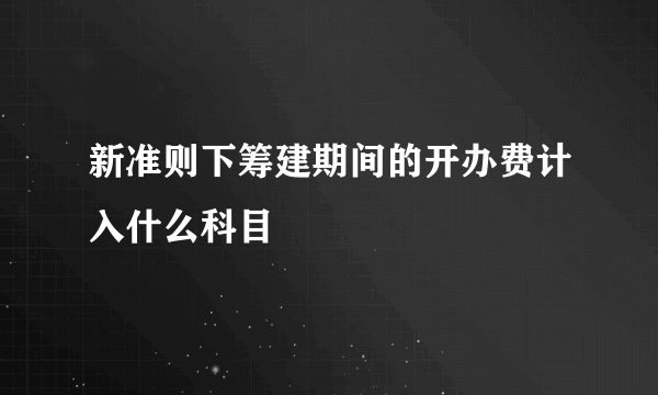 新准则下筹建期间的开办费计入什么科目