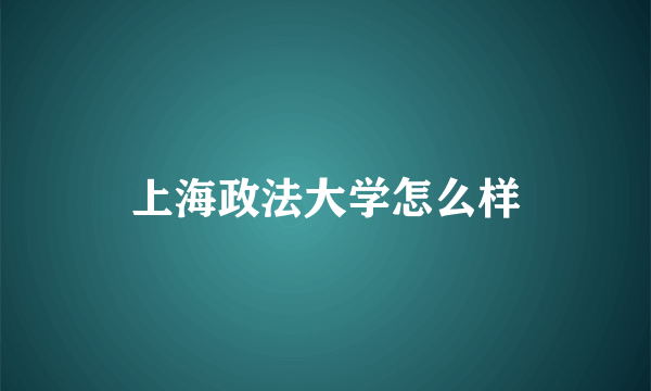 上海政法大学怎么样