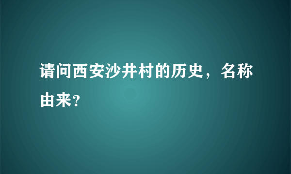 请问西安沙井村的历史，名称由来？