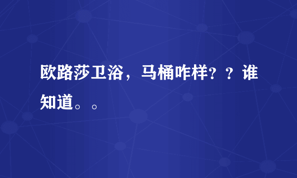 欧路莎卫浴，马桶咋样？？谁知道。。