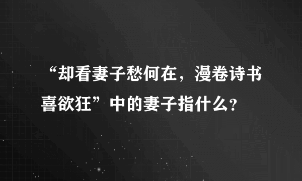 “却看妻子愁何在，漫卷诗书喜欲狂”中的妻子指什么？