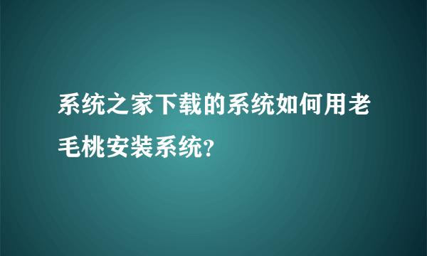 系统之家下载的系统如何用老毛桃安装系统？