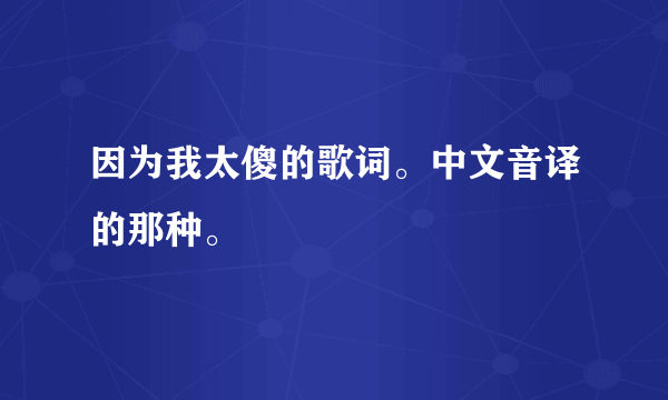 因为我太傻的歌词。中文音译的那种。