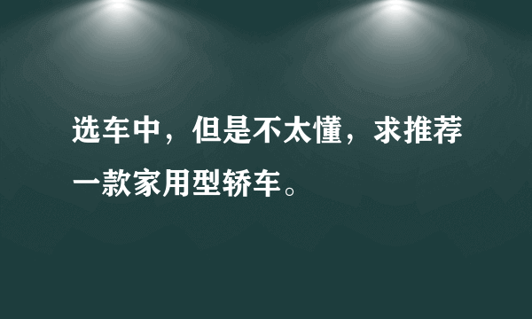 选车中，但是不太懂，求推荐一款家用型轿车。