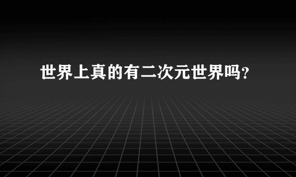 世界上真的有二次元世界吗？