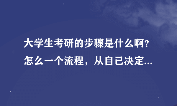 大学生考研的步骤是什么啊？怎么一个流程，从自己决定考研开始！我好迷茫啊！！