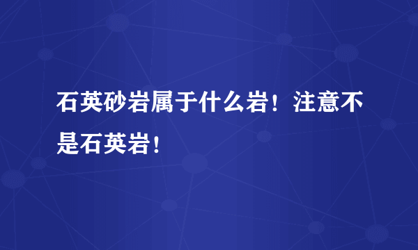 石英砂岩属于什么岩！注意不是石英岩！