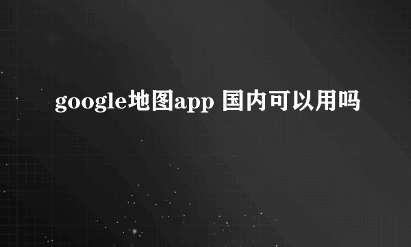 google地图app 国内可以用吗