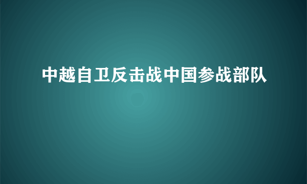 中越自卫反击战中国参战部队