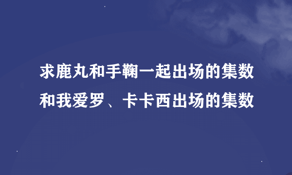 求鹿丸和手鞠一起出场的集数和我爱罗、卡卡西出场的集数