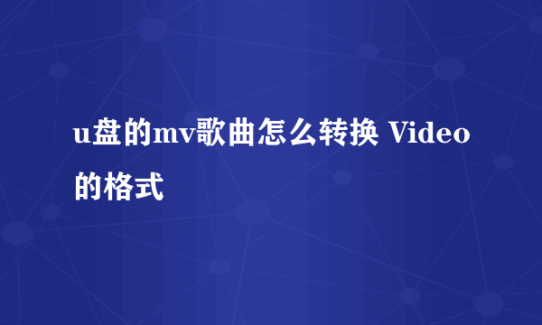 u盘的mv歌曲怎么转换 Video的格式