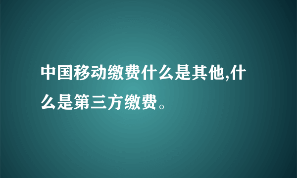 中国移动缴费什么是其他,什么是第三方缴费。