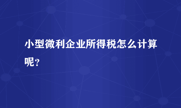 小型微利企业所得税怎么计算呢？