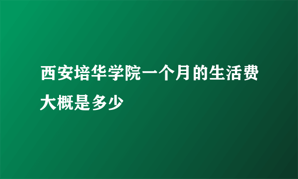 西安培华学院一个月的生活费大概是多少