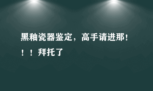 黑釉瓷器鉴定，高手请进那！！！拜托了