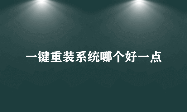 一键重装系统哪个好一点