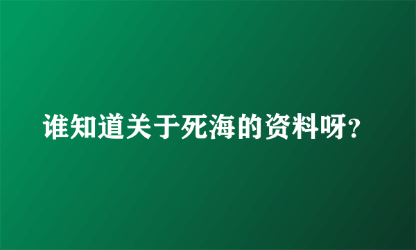 谁知道关于死海的资料呀？