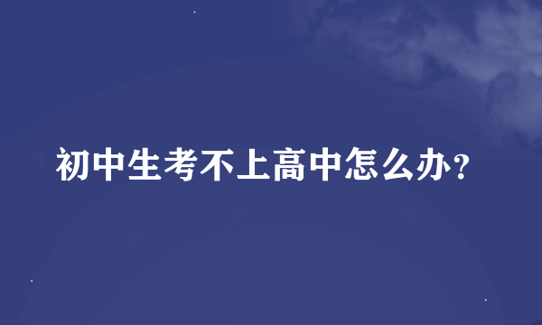 初中生考不上高中怎么办？