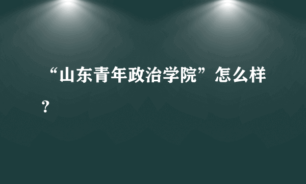 “山东青年政治学院”怎么样？