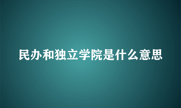 民办和独立学院是什么意思