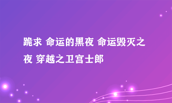 跪求 命运的黑夜 命运毁灭之夜 穿越之卫宫士郎