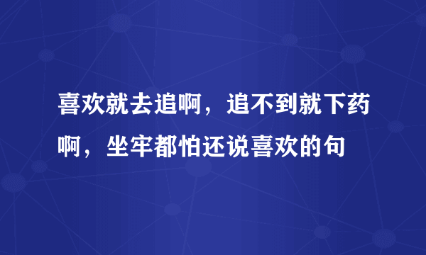 喜欢就去追啊，追不到就下药啊，坐牢都怕还说喜欢的句