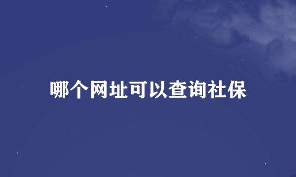 哪个网址可以查询社保