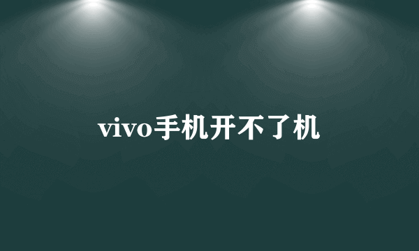 vivo手机开不了机