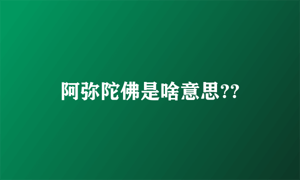 阿弥陀佛是啥意思??