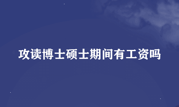 攻读博士硕士期间有工资吗