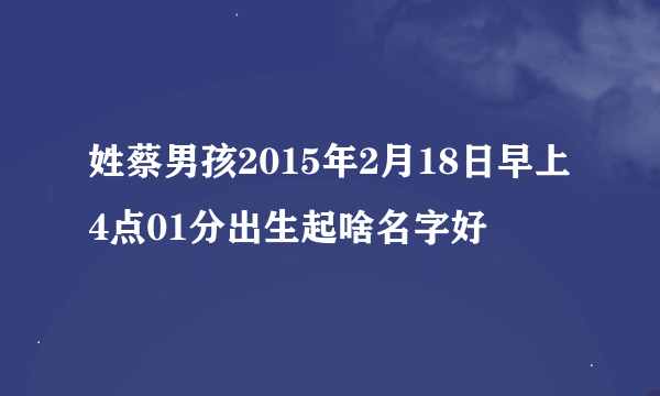 姓蔡男孩2015年2月18日早上4点01分出生起啥名字好