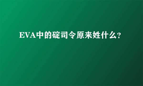 EVA中的碇司令原来姓什么？